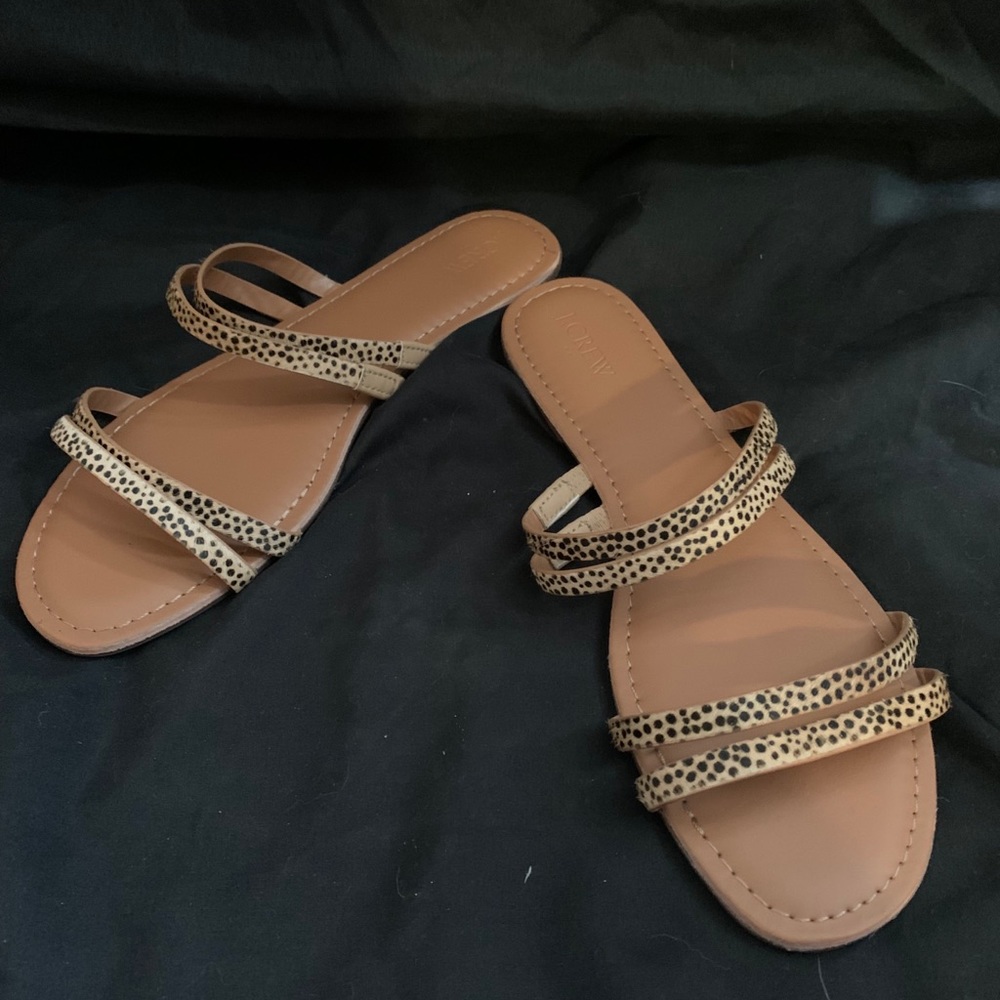 Leather Sandals, Cheetah patterned straps
